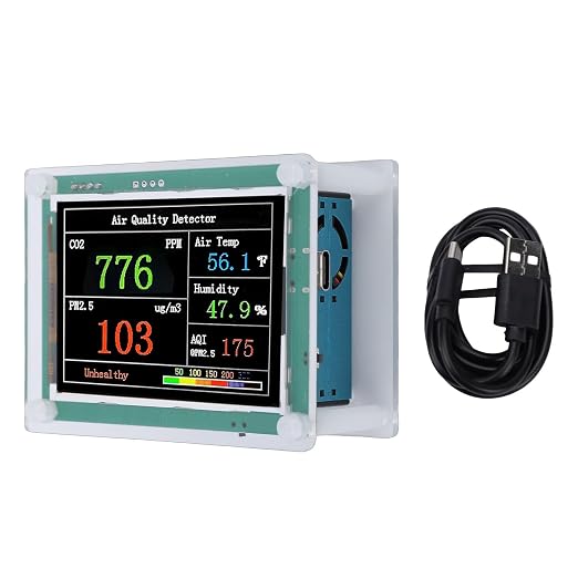 Air Quality Monitor Indoor PM 2.5 2.8in Screen 180 Wide 1600mAh Acrylic PCB Air Quality Tester with Multi Index Prevent