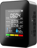 Air Quality Monitor Indoor, Professional Portable CO2 Detector, TVOC HCHO Humidity Temperature Meter, Air