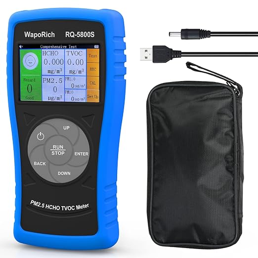 Air Quality Monitor PM2.5 PM10 Particle Counter, 4-in-1 Formaldehyde Detector for HCHO, TVOC, Indoor Air Quality Tester with