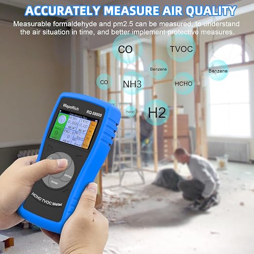 Air Quality Monitor PM2.5 PM10 Particle Counter, 4-in-1 Formaldehyde Detector for HCHO, TVOC, Indoor Air Quality Tester with