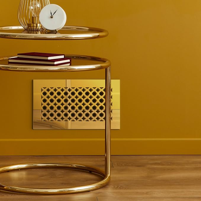 Air Vent Cover Grille - Acrylic Fiberglass 4" x 10" Duct Opening (6" x 12" Overall) Gold Mirror Finish Decorative Register