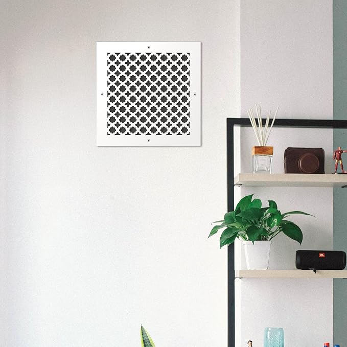 Air Vent Cover Grille - Acrylic Plexiglass 12 x 12 Duct Opening, 14 x 14 Overall White Finish Decorative Covers, alternate