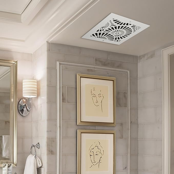 Air Vent Cover Grille - Acrylic Plexiglass 18" x 18" Duct Opening (21" x 21" Overall) White Finish Decorative, alternate view
