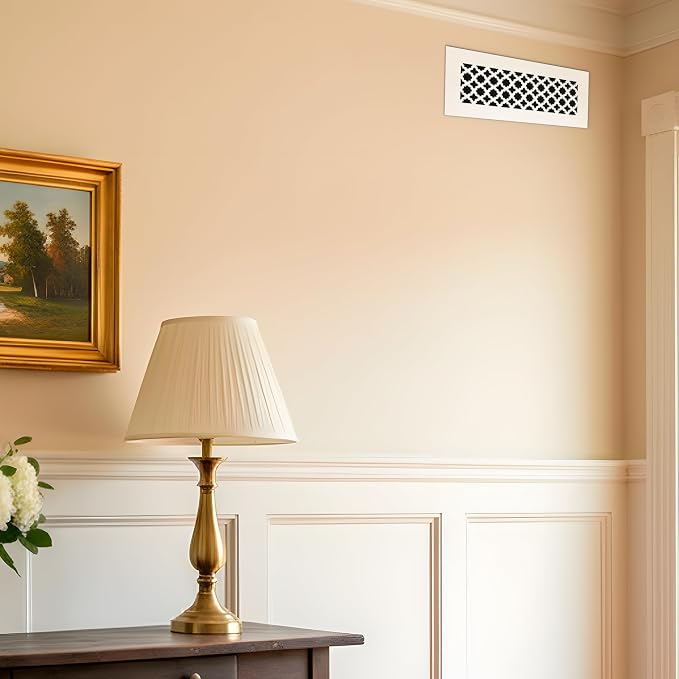 Air Vent Cover Grille - Acrylic Plexiglass 6 x 10 Duct Opening, 8 x 12 Overall White Finish Decorative Covers, alternate view