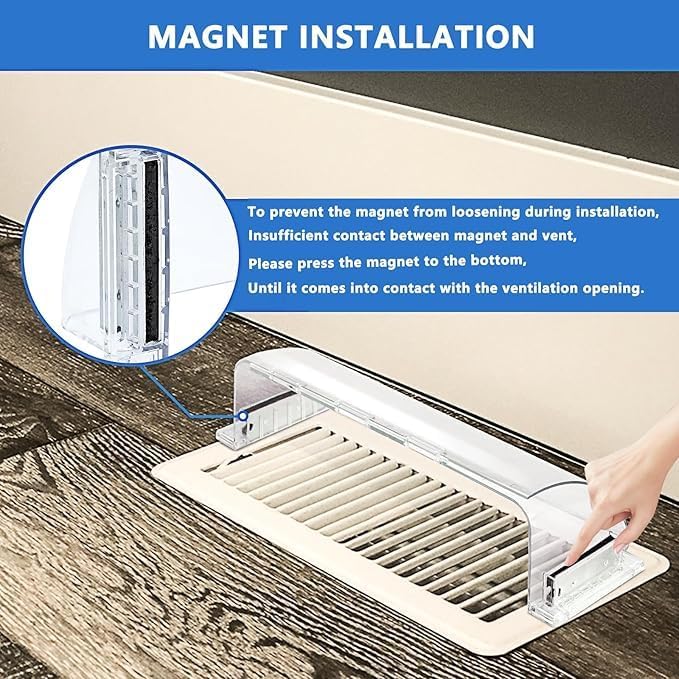Air Vent Deflectors Adjustable Magnetic Heat and Vent Cover,9" to 15"Inches-Heavy Duty Unbreakable Plastic with Magnet Secure