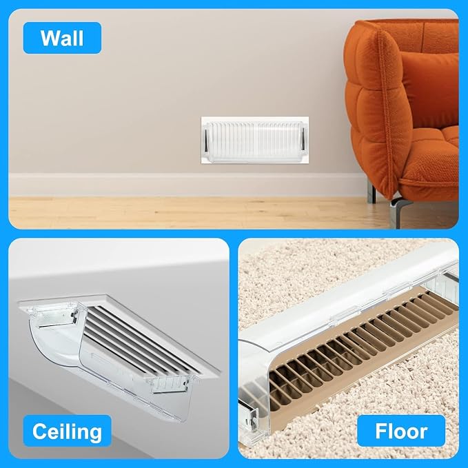 Air Vent Deflectors Adjustable Magnetic Heat and Vent Cover,9" to 15"Inches-Heavy Duty Unbreakable Plastic with Magnet Secure