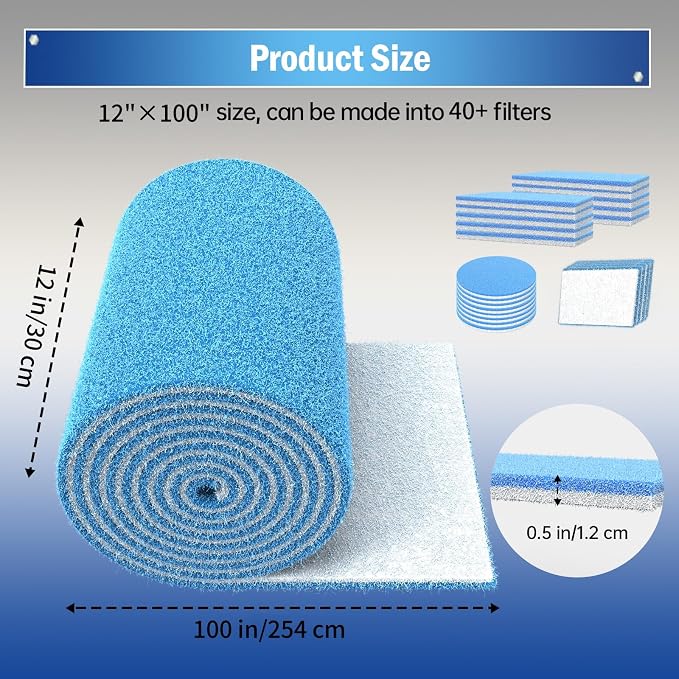 Air Vent Filter, 12"X100" Cut to Size MERV 8 Triple Air Filter Material, alternate product view 3