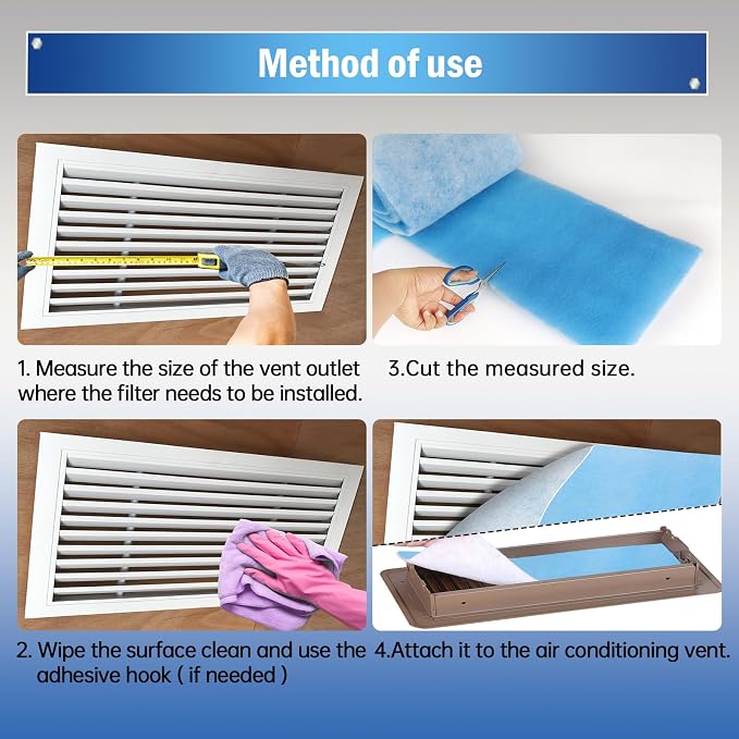 Air Vent Filter, 2 Pack 20"X120" Cut to Size MERV 8 Triple Air Filter Material, alternate product view 6