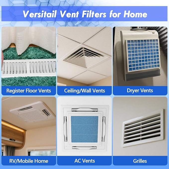 Air Vent Filter Kit - 12" x 140" Cut to Fit Air Filter Materials MERV 8 Electrostatic Media Roll for Home Floor, Ceiling, AC