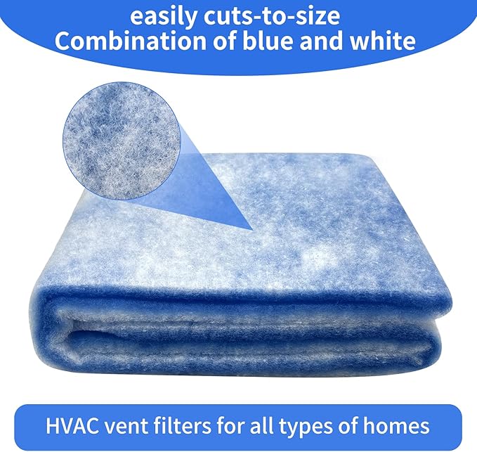 Air Vent Filters, 10"x120" Cut to Fit Air Filter Material,MERV 8 Reusable 3-Layer Air Vent Filter for Home Floor, Grilles