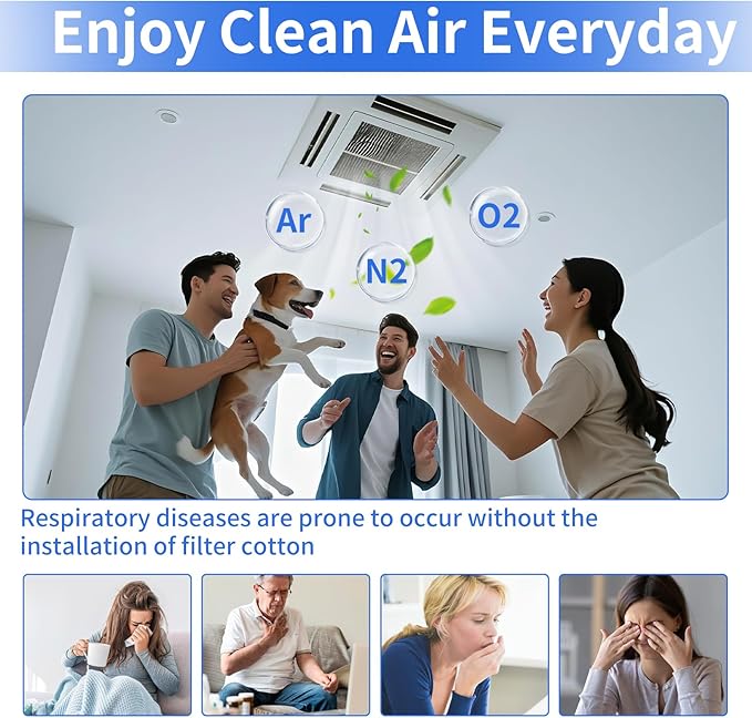 Air Vent Filters, 10"x120" Cut to Fit Air Filter Material,MERV 8 Reusable 3-Layer Air Vent Filter for Home Floor, Grilles