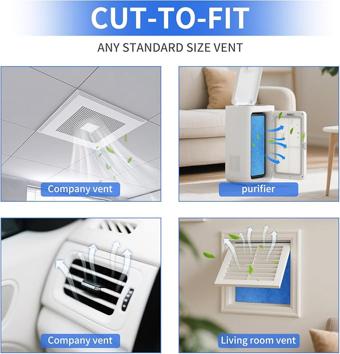 Air Vent Filters, 12"x90" Cut to Fit Air Filter Material,MERV 8 Reusable 3-Layer Air Vent Filter for Home Floor, Grilles