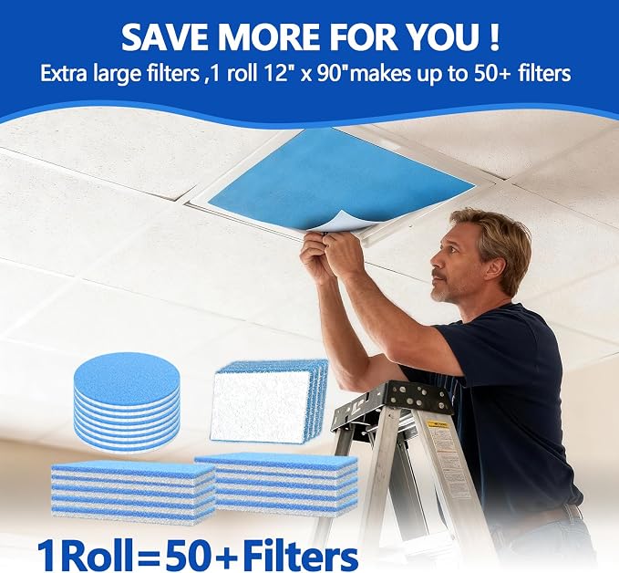 Air Vent Filters,14"x120"Cut to Fit Air Filter Material (70+Filters),MERV 8 Electrostatic Air Vent Filter for Home Floor