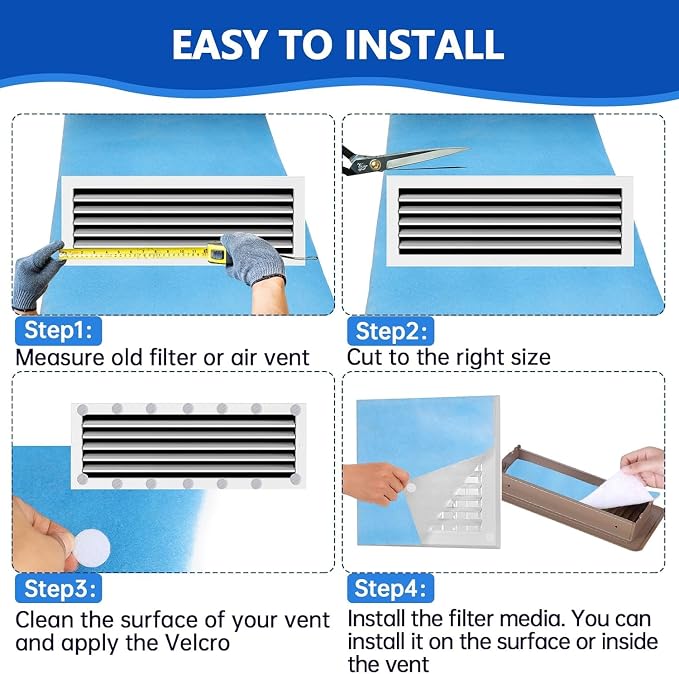 Air Vent Filters,14"x120"Cut to Fit Air Filter Material (70+Filters),MERV 8 Electrostatic Air Vent Filter for Home Floor