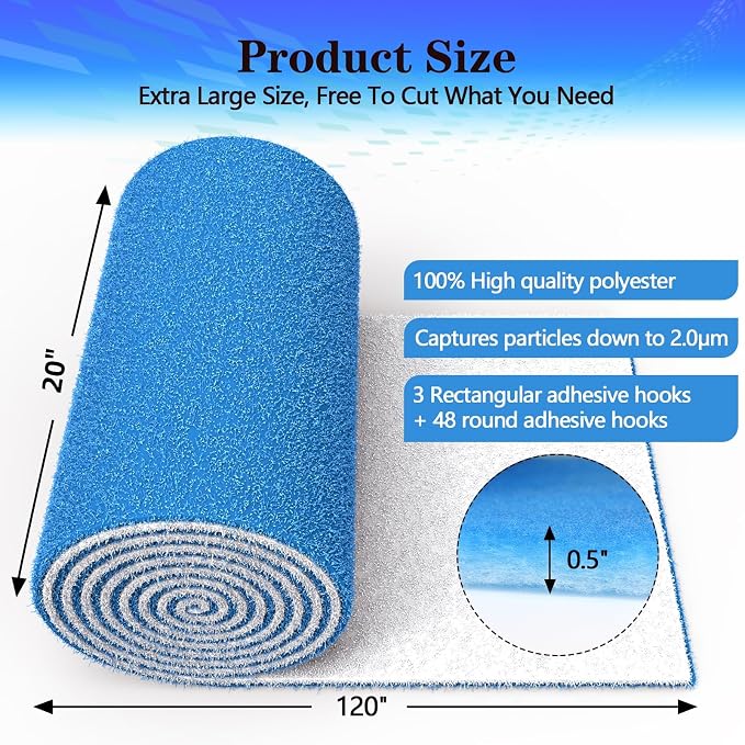 Air Vent Filters 20"X120", MERV 8 Electrostatic Cut to Size Floor Vent Roll, alternate product view 4