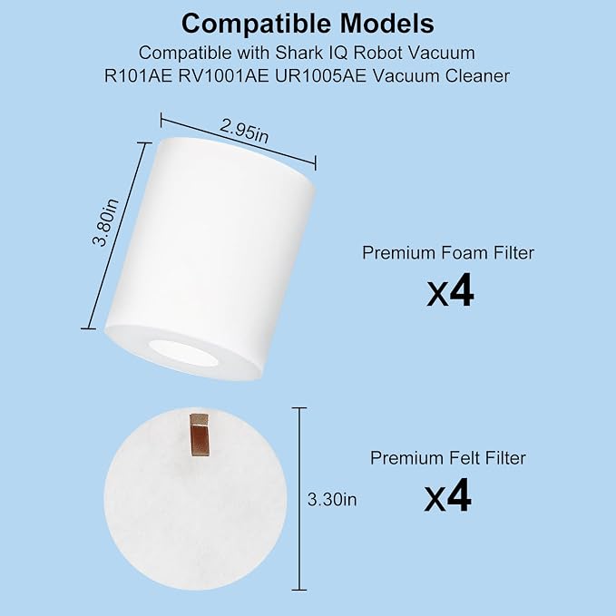 AirClean Parts RV1001AE Pre-Motor Foam Replacement Filter Compatible with Shark IQ Robot Vacuum R101AE RV1001AE UR1005AE