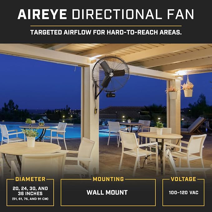 AirEye Fan, Swivel Mount (120V) (30", Black/Yellow), alternate product view 2