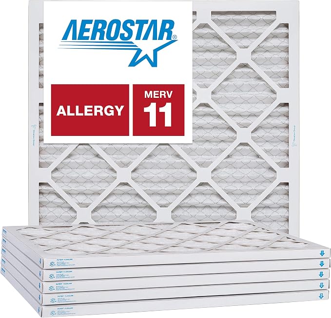 10x10x1 MERV 11 Air Filter, Pleated AC Furnace HVAC Filters (9.5x9.5x0.75), product image
