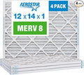 12x14x1 MERV 8 Pleated Air Filter, AC Furnace Air Filter, 4 Pack (Actual Size: 12" x 14" x 1") 4 Pack