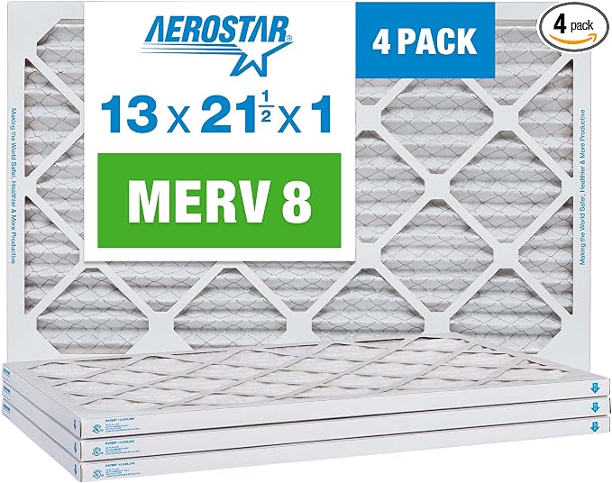 13x21.5x1 MERV 8 Air Filter, Pleated AC Furnace HVAC Filters (12.875x21.5x0.75), product image