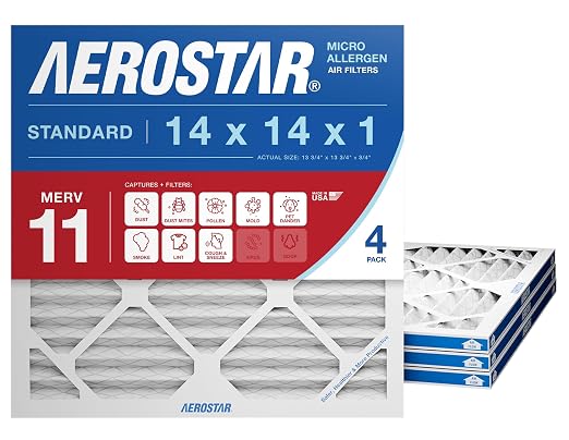 14x14x1 MERV 11 - 4 Count - Pleated HVAC, Furnace & Air Conditioner Filters - Removes Dust, product image