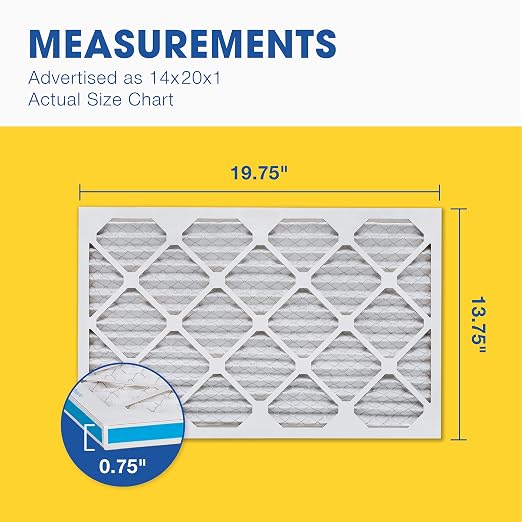 14x20x1 MERV 8 Air Filter, 4 Count, ACTUAL SIZE (13.50 x 19.50 x 0.75), HVAC, alternate product view 5