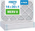 14x30x1 MERV 8 Air Filter, Pleated AC Furnace HVAC Filters (13.875x29.875x0.75), product image