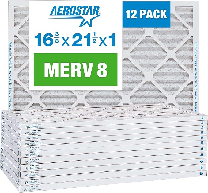 16.375x21.5x1 MERV 8 Air Filter, Pleated AC Furnace HVAC Filters (16.5x21.5x0.75), product image