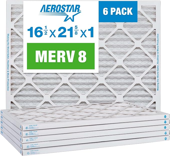 16.5x21.625x1 MERV 8 Air Filter, Pleated AC Furnace HVAC Filters (16.5x21.5x0.75), product image