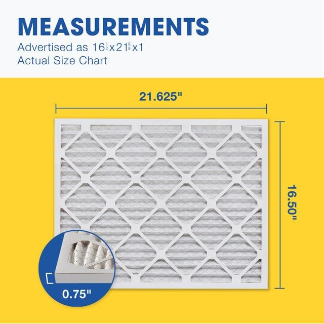 16.5x21.625x1 MERV 8 Air Filter, Pleated AC Furnace HVAC Filters (16.5x21.5x0.75), alternate product view