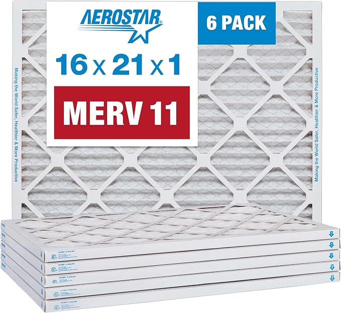 16x21x1 MERV 11 Air Filter, Pleated AC Furnace HVAC Filters (15.875x20.875x0.75), product image