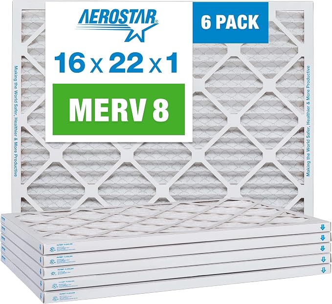 16x22x1 MERV 8 Air Filter, Pleated AC Furnace HVAC Filters (15.875x21.875x0.75), product image