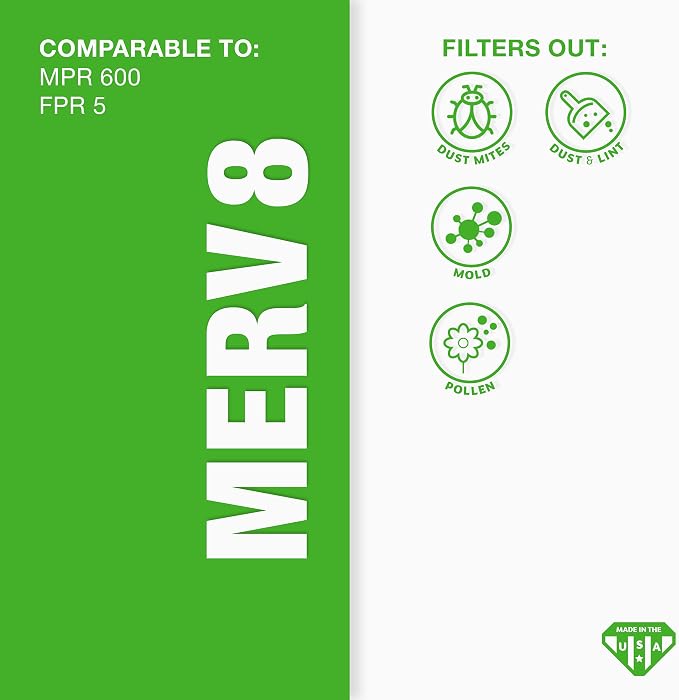 16x22x1 MERV 8 Air Filter, Pleated AC Furnace HVAC Filters (15.875x21.875x0.75), alternate product view 3