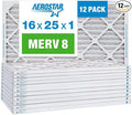 16x25x1 MERV 8 Air Filter, Pleated AC Furnace HVAC Filters (15.75x24.75x0.75), product image