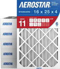 16x25x4 MERV 11 - 6 Count - Pleated HVAC, Furnace & Air Conditioner Filters - Removes Dust, Lint, Mold