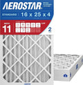16x25x4 MERV 11 Pleated Air Filter, 2 Pack Set of HVAC Furnace Filters, Electrostatic MPR 1000-1200 & FPR