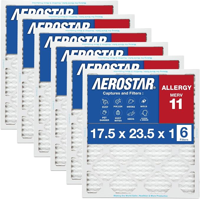 17.5x23.5x1 MERV 11 Air Filter, Pleated AC Furnace HVAC Filters (17.5x23.5x1), product image