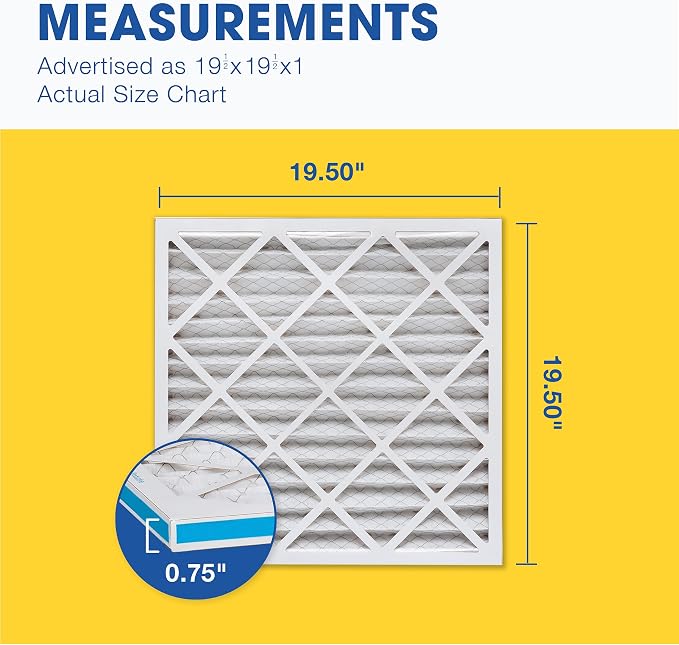 19 1/2x19 1/2x1 MERV 13 Pleated Air Filter, AC Furnace Air Filter, alternate product view 2