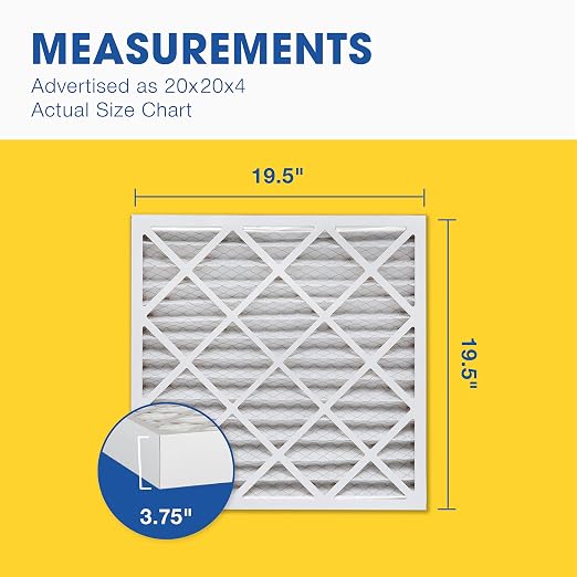 20x20x4 MERV 13 - 6 Count - Pleated HVAC, Furnace & Air Conditioner Filters - Removes Bacteria, Dust