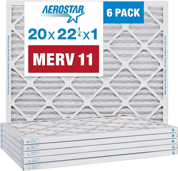 20x22.25x1 MERV 11 Air Filter, Pleated AC Furnace HVAC Filters (19.875x22.25x0.75), product image