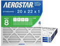 20x22x1 MERV 8 - 4 Count - High Efficiency Pleated HVAC, Furnace & Air Conditioner Filters - Removes
