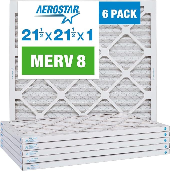 21.5x21.5x1 MERV 8 Air Filter, Pleated AC Furnace HVAC Filters (21.5x21.5x0.75), product image