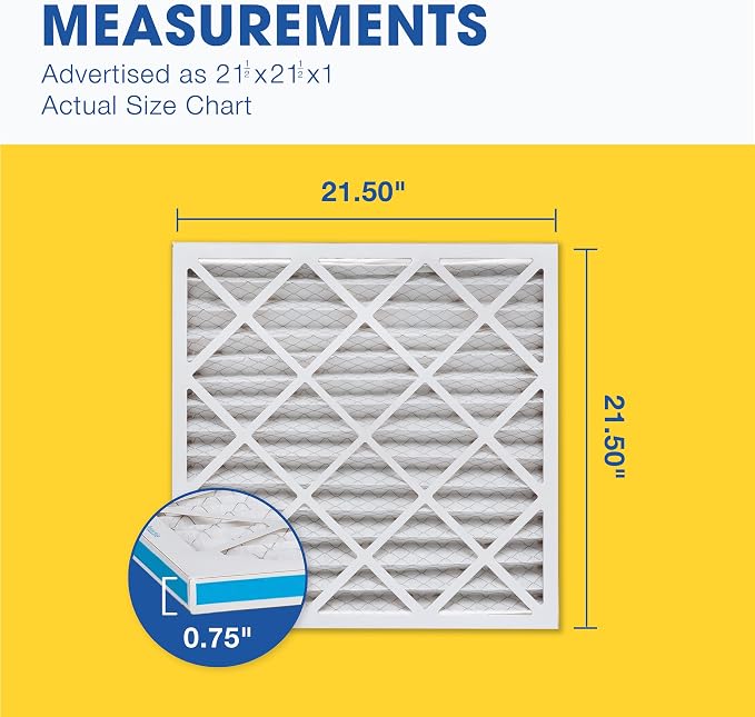 21.5x21.5x1 MERV 8 Air Filter, Pleated AC Furnace HVAC Filters (21.5x21.5x0.75), alternate product view 2