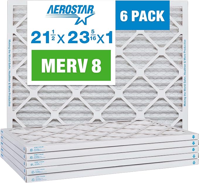 21.5x23.3125x1 MERV 8 Air Filter, Pleated AC Furnace HVAC Filters (21.5x23.3125x0.75), product image