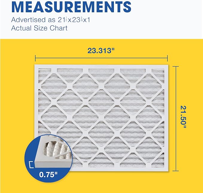 21.5x23.3125x1 MERV 8 Air Filter, Pleated AC Furnace HVAC Filters (21.5x23.3125x0.75), alternate product