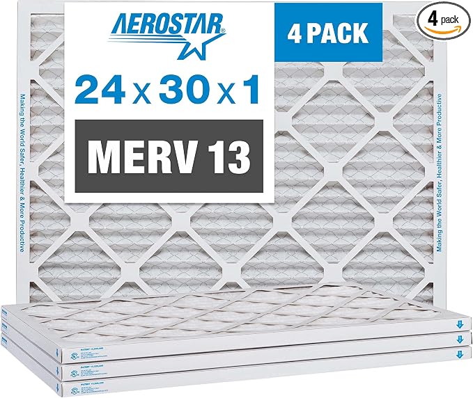 24x30x1 MERV 13 Pleated Air Filter, AC Furnace Air Filter, product image