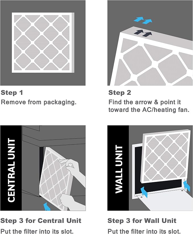 6x10x1 MERV 8 Air Filter, Pleated AC Furnace HVAC Filters (6x10x1), alternate product view 5