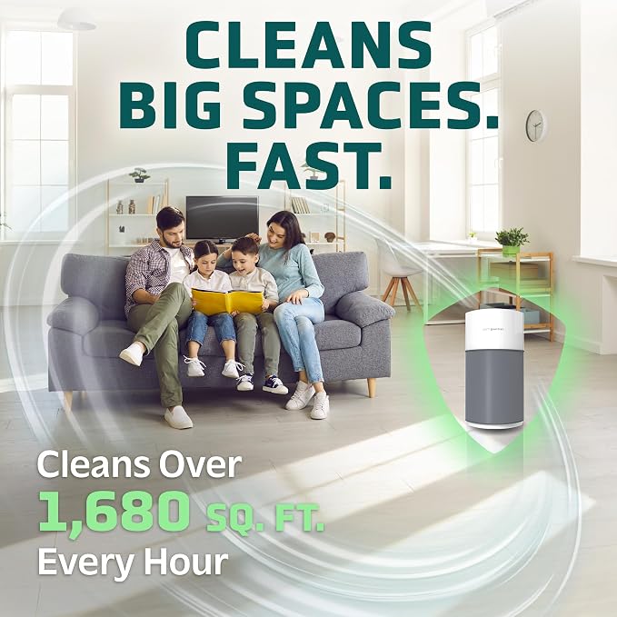 Airsafe+ XL Intelligent Air Purifier for Home, Wildfire Smoke, Pollen, Odors with HEPA Pure Filter, UV-C, alternate product