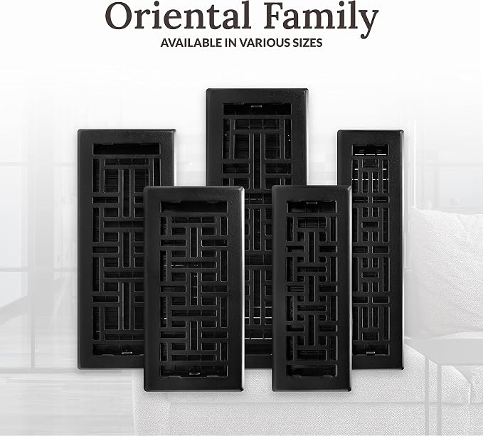 AJH212-BLK Oriental Floor Register, 2x12 Inches, Textured Black, alternate product view 11