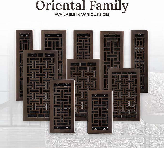 AJH212-RB Oriental Floor Register, 2x12 Inches, Rubbed Bronze Finish, alternate product view 10